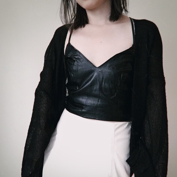 SmilingBear Tops - NWT Black Faux Leather bralette top